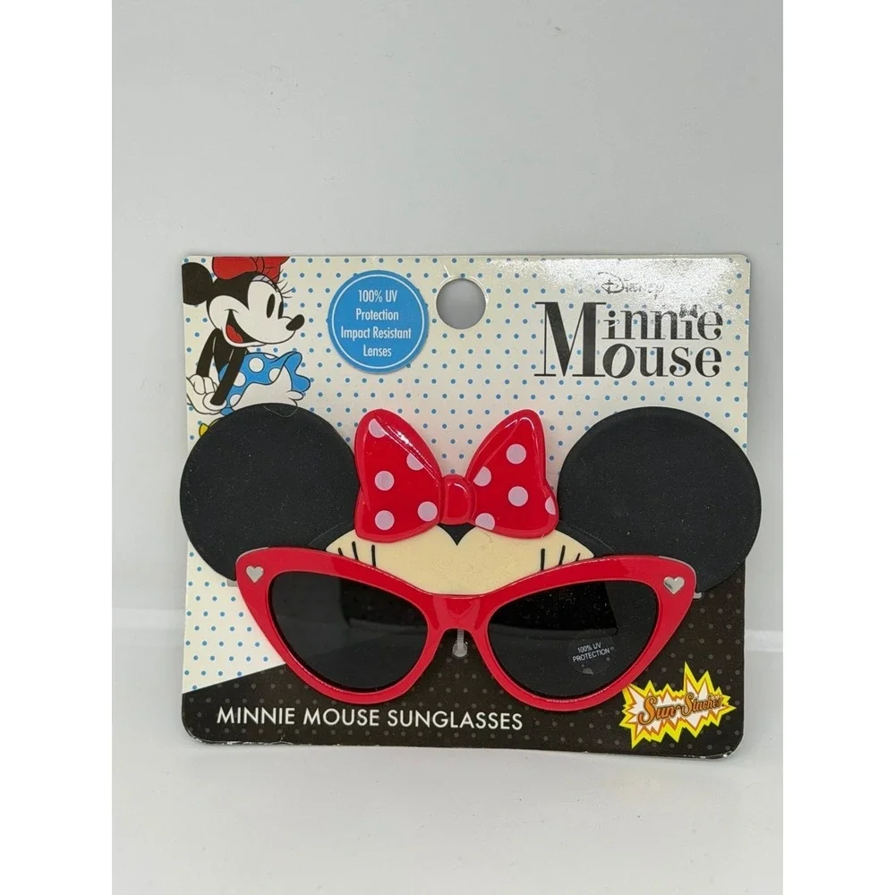 NEW Disney Minnie Mouse Girls Sun-Staches Sunglasses Red Bow 100% UV Protection